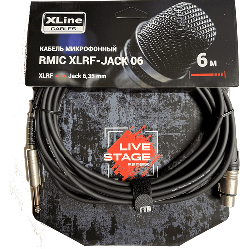 Xline Cables RMIC XLRF-JACK 06 Кабель микрофонный XLR 3 pin female - JACL 6.3 mono длина 6м xline cables rmic xlrf jack 03 кабель микрофонный xlr 3 pin female jacl 6 3 mono длина 3м