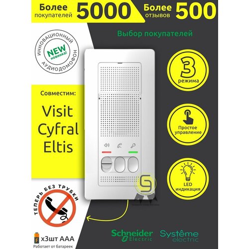 Домофон Schneider Electric Blanca переговорное устройство без трубки цвет белый BLNDA000011 4470₽