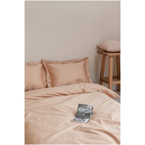 Комплект постельного белья евро, наволочки 50x70 (2шт.), Luxberry (Люксбери), сатин, цвет: розовое золото.