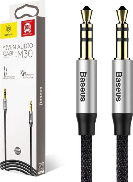 Аксессуар Baseus Yiven Audio Cable M30 Jack 3.5mm - Jack 3.5mm 1.5m Silver-Black CAM30-CS1