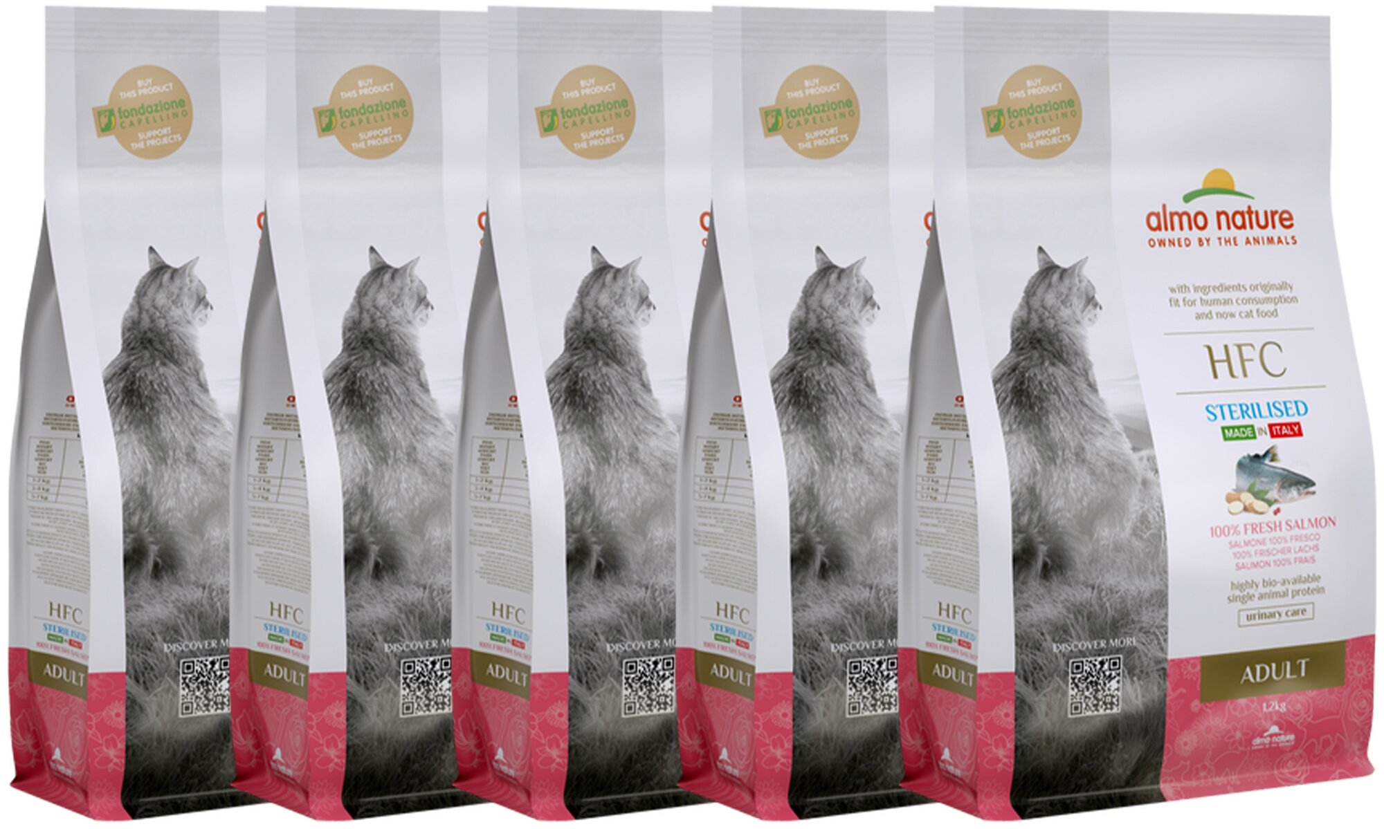 Almo Nature Для стерилизованных кошек со свежим Лососем (50% рыбы) (Adult Sterilized Salmon) 1,2 кг х 5 шт.