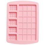 Силиконовая форма для конфет, льда, желе, шоколада Плитка шоколада, 6 ячеек, цвет розовый, 19х14х0,8 см, Kitchen Angel KA-SFRM25-02 - изображение