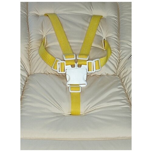 Пятиточечный ремень безопасности - Белая пряжка, Жёлтые лямки.
