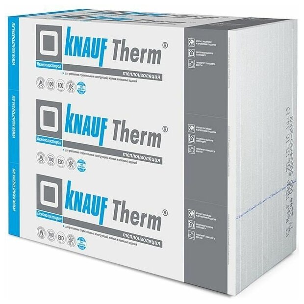 КНАУФ Терм Дача пенопласт 1000х1000х100мм 12шт12м212м3  KNAUF Therm Дача пенопласт 1000х1000х100мм упак 12шт12м212м3