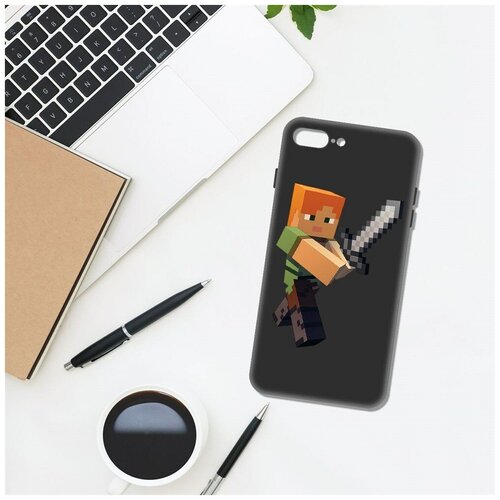 Чехол-накладка Krutoff Soft Case Minecraft-Алекс для iPhone 7 Plus/8 Plus черный чехол накладка krutoff soft case minecraft гигант для iphone 7 plus 8 plus черный