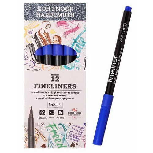Ручка капиллярная 0.3 мм FINELINER 7021, синий, 12 шт.