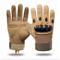 Тактические перчатки для мужчин полнопалые T01 / Перчатки с защитой костяшек боевые военные, для рыбалки, охоты и туризма, размер XXL, песочный