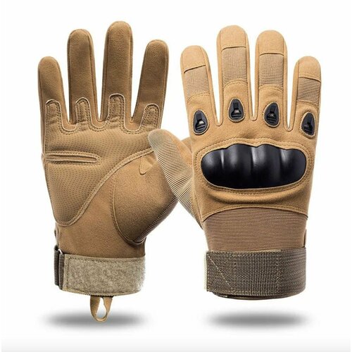Тактические перчатки для мужчин полнопалые T01 / Перчатки с защитой костяшек боевые военные, для рыбалки, охоты и туризма, размер M, песочный