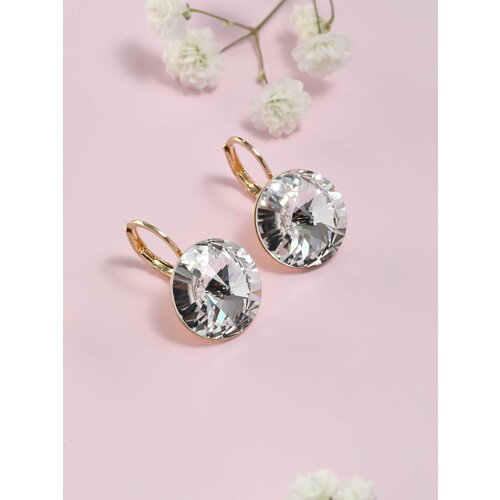 фото Серьги с подвесками, swarovski zirconia, размер 14 мм, белый нет бренда