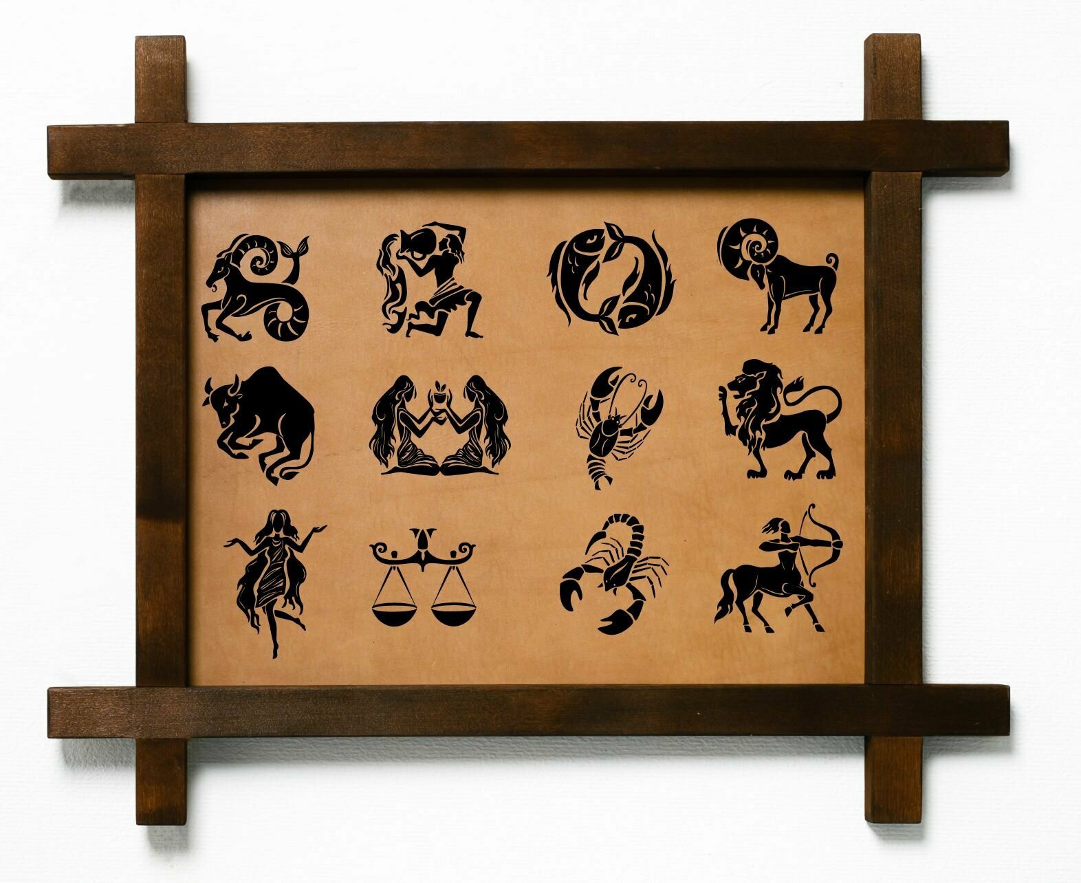 Картина "Знаки зодиака", интерьерная, холст для украшения и декора на стену кухни гостиной детской комнаты спальни в деревянной рамке