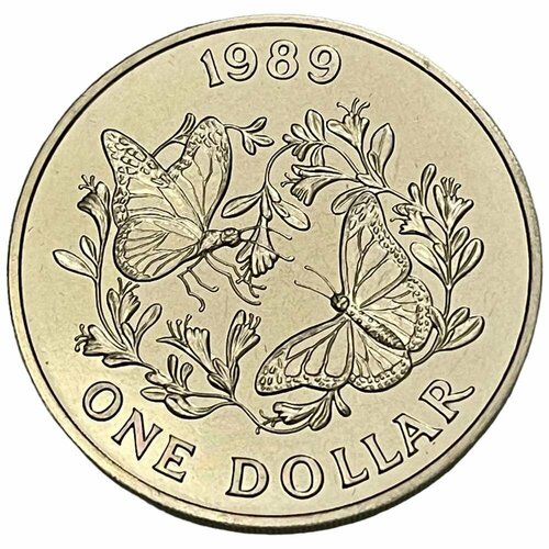 Бермудские острова 1 доллар 1989 г. (Бабочка Данаида монарх)