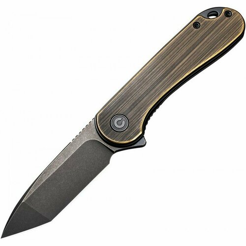 Нож складной Civivi C907T-A Elementum, Black Stonewashed Tanto D2 Blade, Brass Handle нож складной civivi c907a 3 elementum d2 blade frag patterned ivory g10 handle