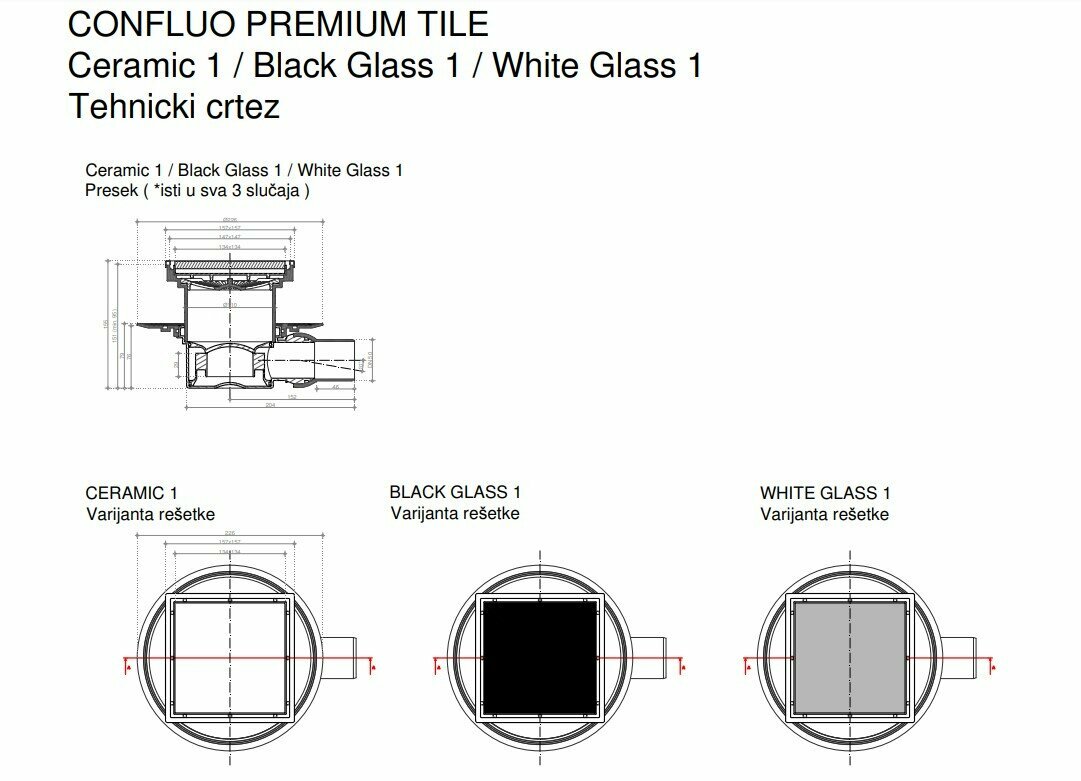 Трап для душа Pestan Confluo Standard 15Х15 White Glass 1 Gold - фото №3