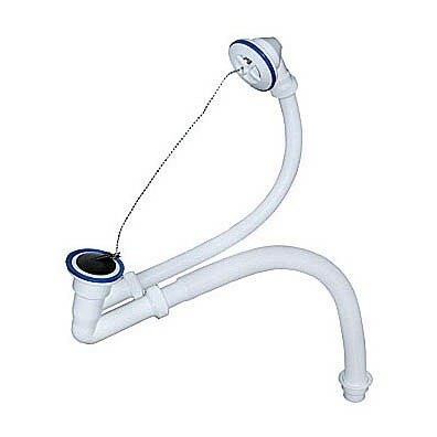 фото Сифон для ванн Элит Белый пластиковый выпуск с пробкой на цепочке (арт.651)