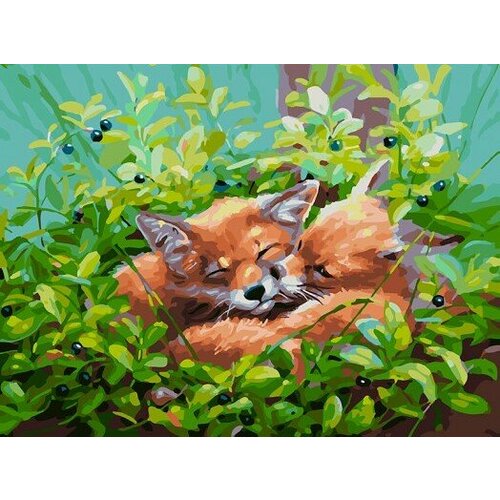 Лисички-сестрички в чернике живопись на холсте 30*40см гузь ольга анатольевна две лисички очень хитрые сестрички