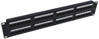 Патч-панель 19" Neomax [NM-PP-2U48P-UC5E-DB-109-BK] 2U, 48 портов, кат.5E, UTP, Dual IDC, кабельный органайзер, цвет черный