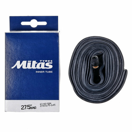 Камера велосипедная Mitas 27.5 x 1.75/2.45 AV40 Self-Sealant (0,9 мм) гель внутри камеры камера mitas classic 26 x 1 75 2 45 av40 0 9 мм черный