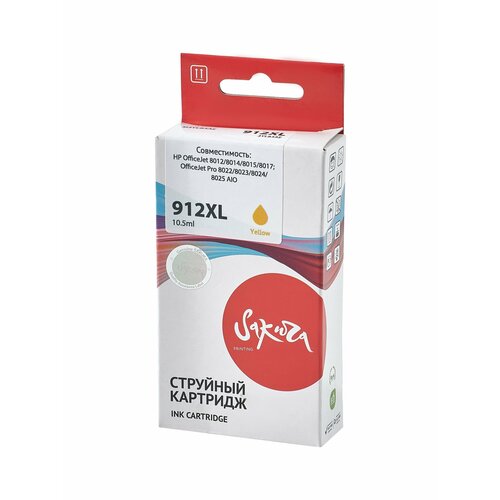 Струйный картридж Sakura 3YL83AE (№912XL Yellow) для HP, желтый, 10,5 мл, 825 к. картридж sakura si3yl84ae схожий с hp 3yl84ae 912xl black для hp officejet 8012 8013 8014 8015 8017 officejet pro 8022 8023 8024 8025 aio