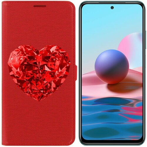 Чехол-книжка Krutoff Eco Book для Xiaomi Redmi Note 10 Рубиновое сердце (красный) чехол книжка krutoff eco book для xiaomi redmi a1 рубиновое сердце красный