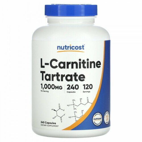 Nutricost, L-Carnitine Tartrate, 500 mg, 240 Capsules