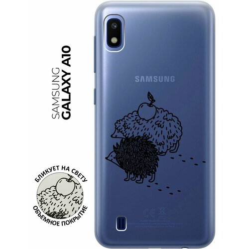 чехол накладка transparent 3d для samsung galaxy j2 core с принтом funny hedgehogs Чехол - накладка Transparent 3D для Samsung Galaxy A10 с принтом Funny hedgehogs