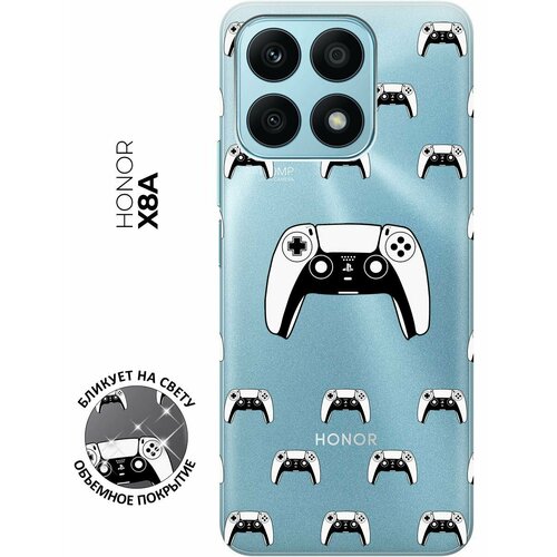 Силиконовый чехол с принтом Controller Pattern для Honor X8a / Хонор Х8А силиконовый чехол на honor x8a хонор х8а с 3d принтом relax for corgi прозрачный