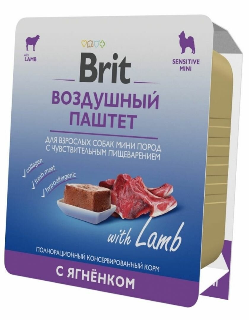 Консервы для собак мини пород Brit Premium Воздушный паштет с ягненком 100 г