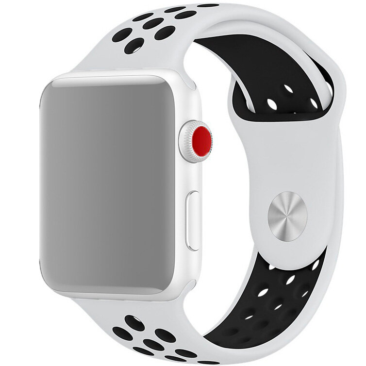 Ремешок на смарт часы Apple Watch (Эпл Вотч) 38/40/41 мм InnoZone Vent - Белый/Черный, силиконовый, спортивный