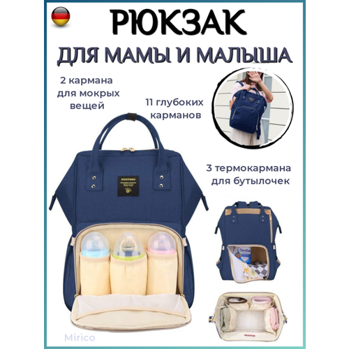 Вместительный модный рюкзак для мам, синий