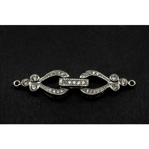 Замок-защелка Фигурный 43х10х5мм отверстие 1мм цвет платина латуньцирконий 06-027 1шт 689₽