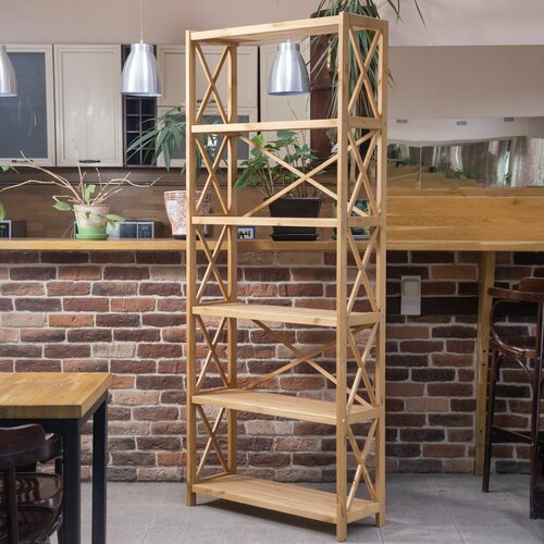 Стеллаж деревянный напольный Юск из массива сосны 6 полок