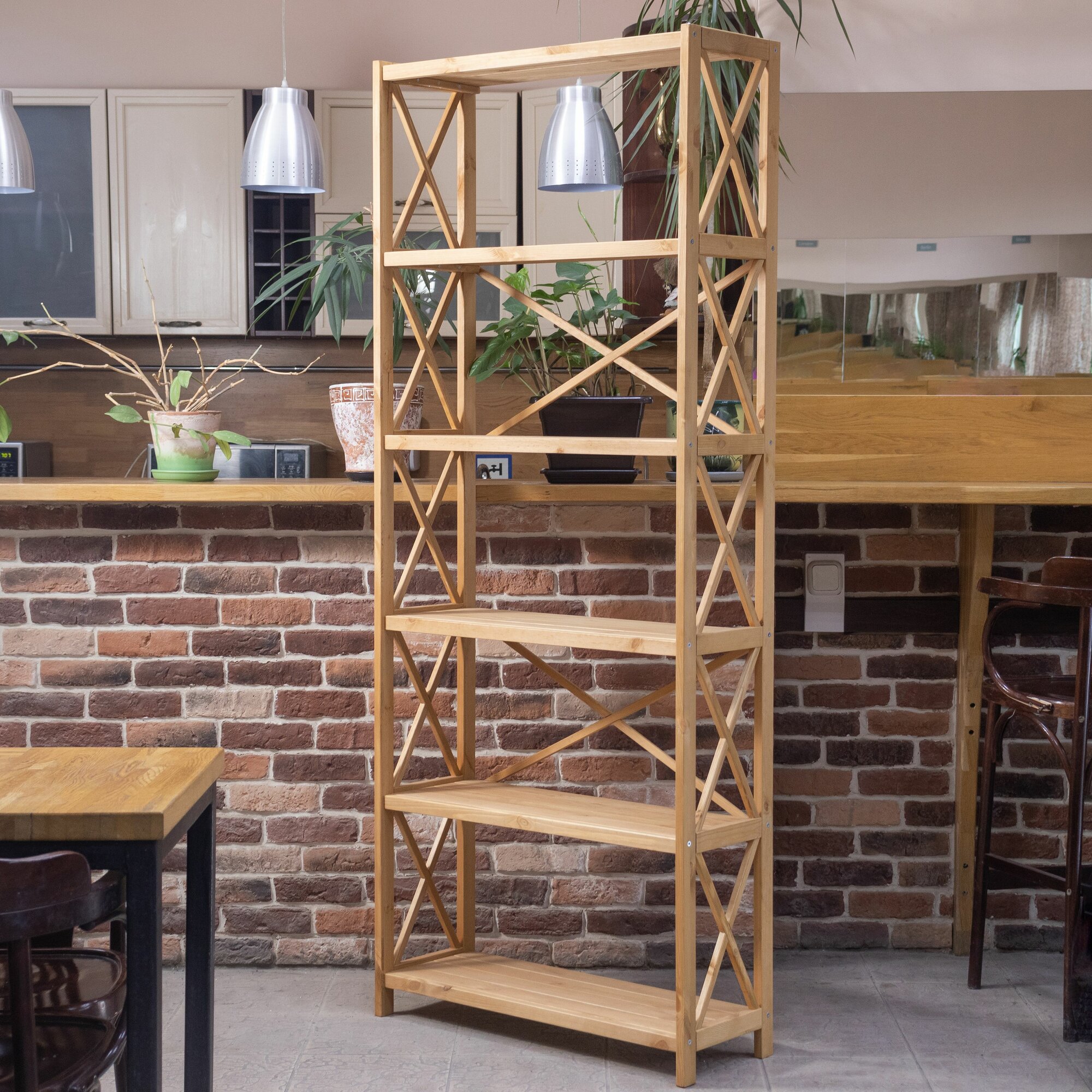 фото Стеллаж деревянный напольный Юск из массива сосны 6 полок