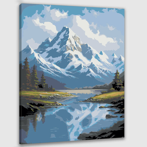 Картина по номерам 50х40 Пейзаж с горами и озером