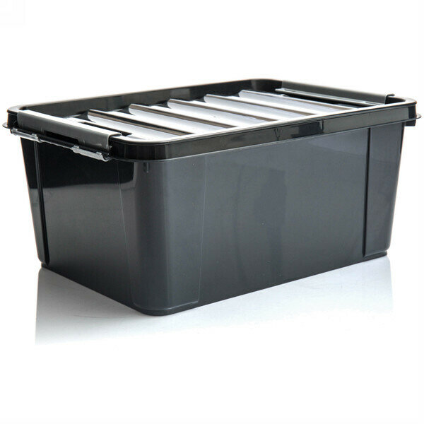 Ящик универсальный для хранения с крышкой «FULL BLACK», цвет черный, 15л