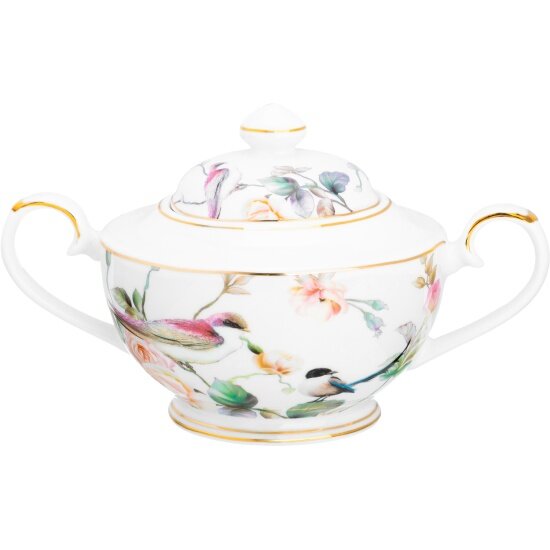 Сахарница Elan Gallery "Певчие птички" 17,5*11*10 см 370 мл, NEW BONE CHINA (730788 Elan)