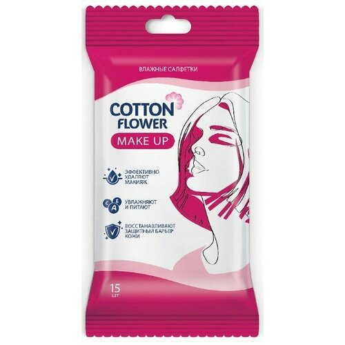 Cotton Flower влажные салфетки make up 15шт 196₽