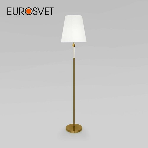 фото Торшер / напольный светильник eurosvet conso 01146/1, цвет латунь с тканевым абажуром