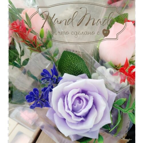 Роза из мыла ручной работы фиолетовая