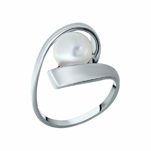 Кольцо НЕВСКИЙ-Т, серебро, 925 проба, родирование, жемчуг, размер 17.5, золотой