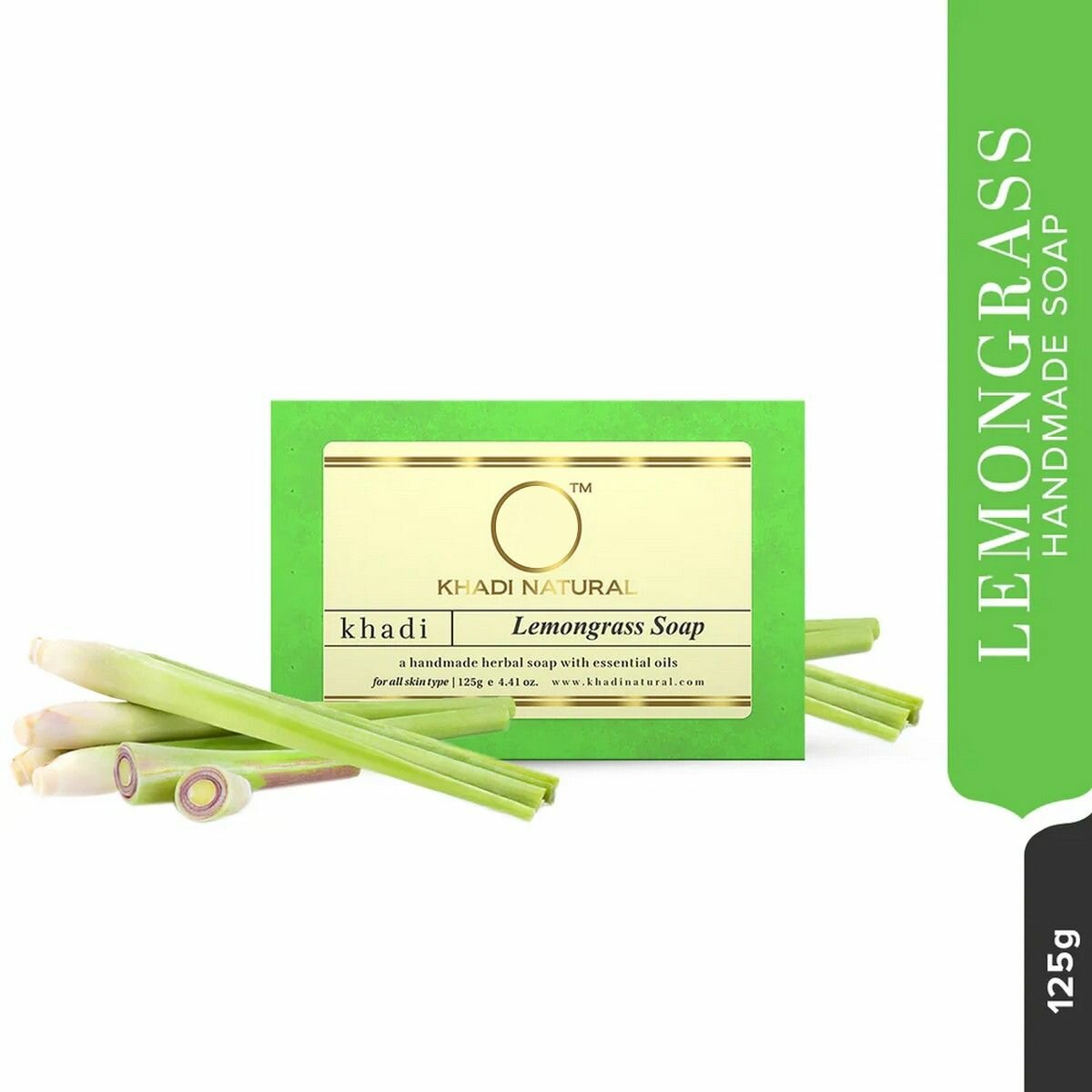 Мыло твердое Khadi Natural Лемонграсс натуральное травяное (Lemongrass Soap), 125 г