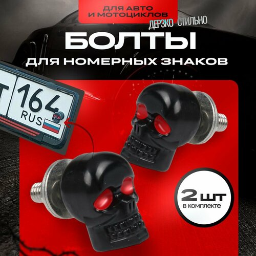 Болты для номерных знаков. Крепление госномера авто, 2 штуки черный. Болты для номерного знака. Крепление номерного знака авто.