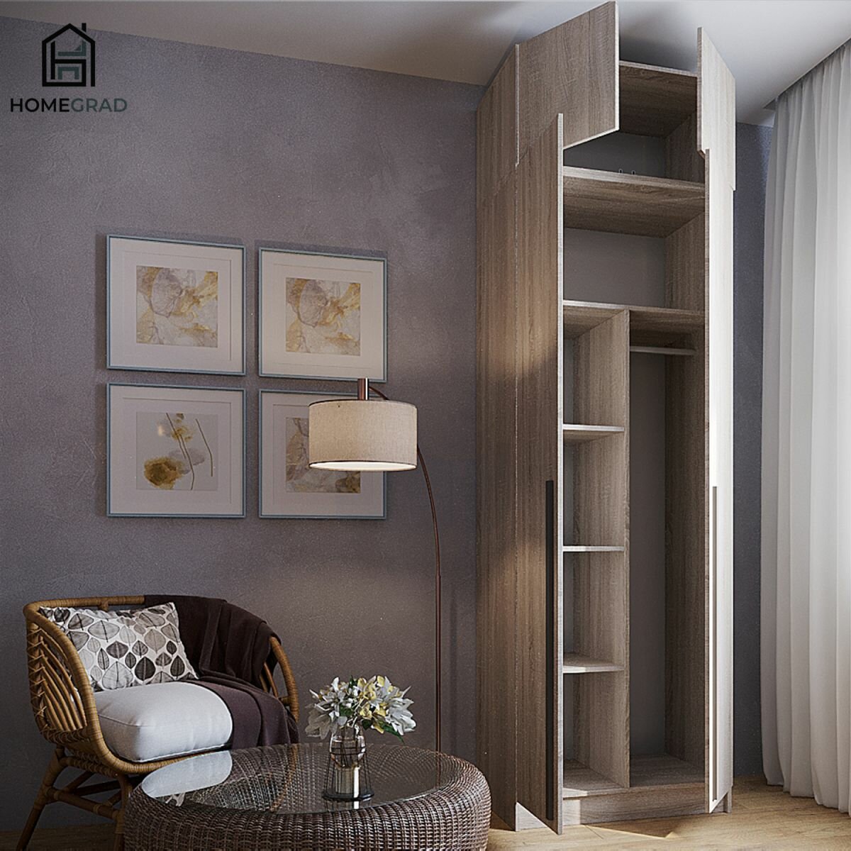 Антресоль HomeGrad "Boston", ЛДСП, соно 80х52х40см, открывающиеся в стороны дверцы — фото 1