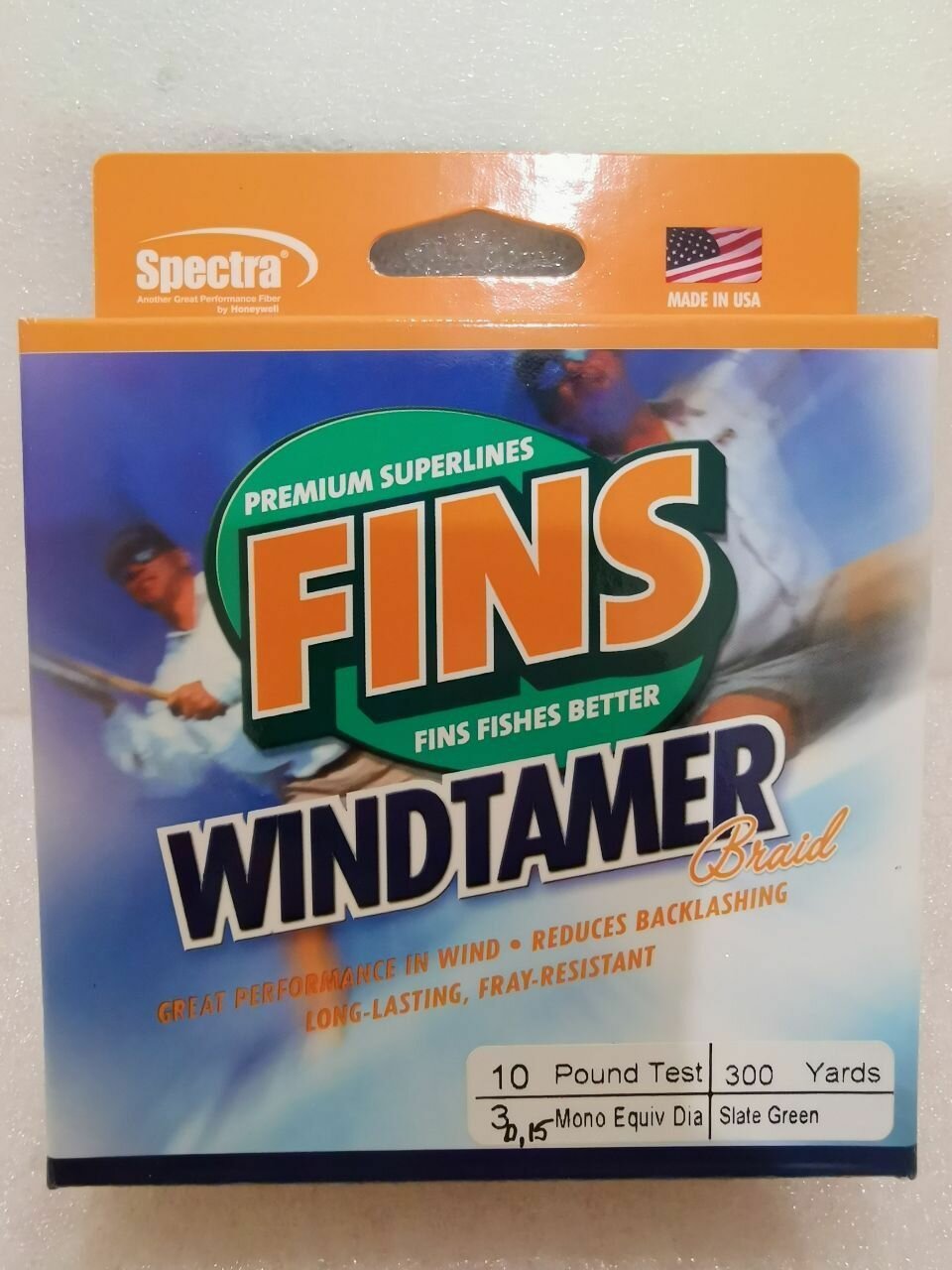 Плетеный шнур для рыбалки FINS Windtamer 10 LB. (0,15 мм,9кг), 300 YDS (270м)