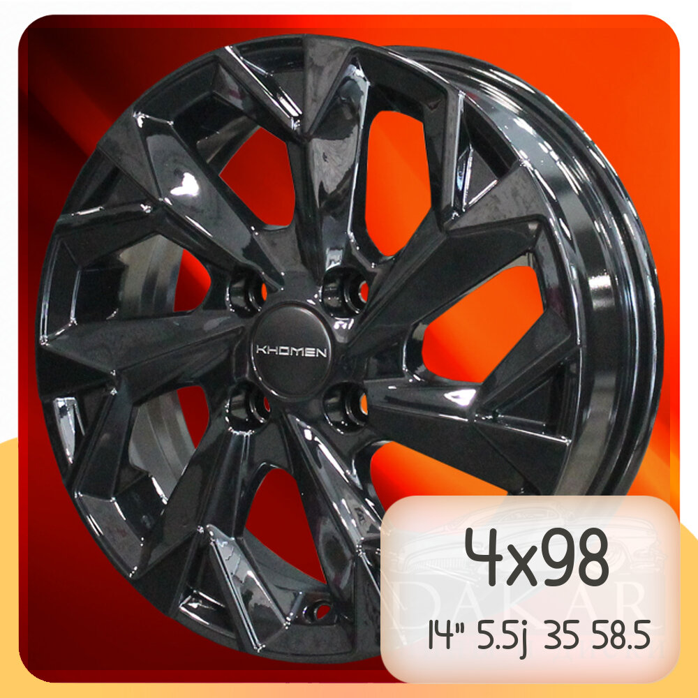 фото Колесные диски Khomen Wheels Диск 5.5j-14 4x98 35 58.5 Black Khomen Wheels KHW-1402 Арт KHW104102