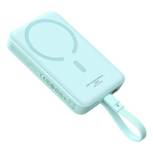 Портативный магнитный аккумулятор Baseus 30W 10000 мАч Magnetic Mini Fast Charging со встроенным кабелем USB-C цвет Тиффани 4299₽