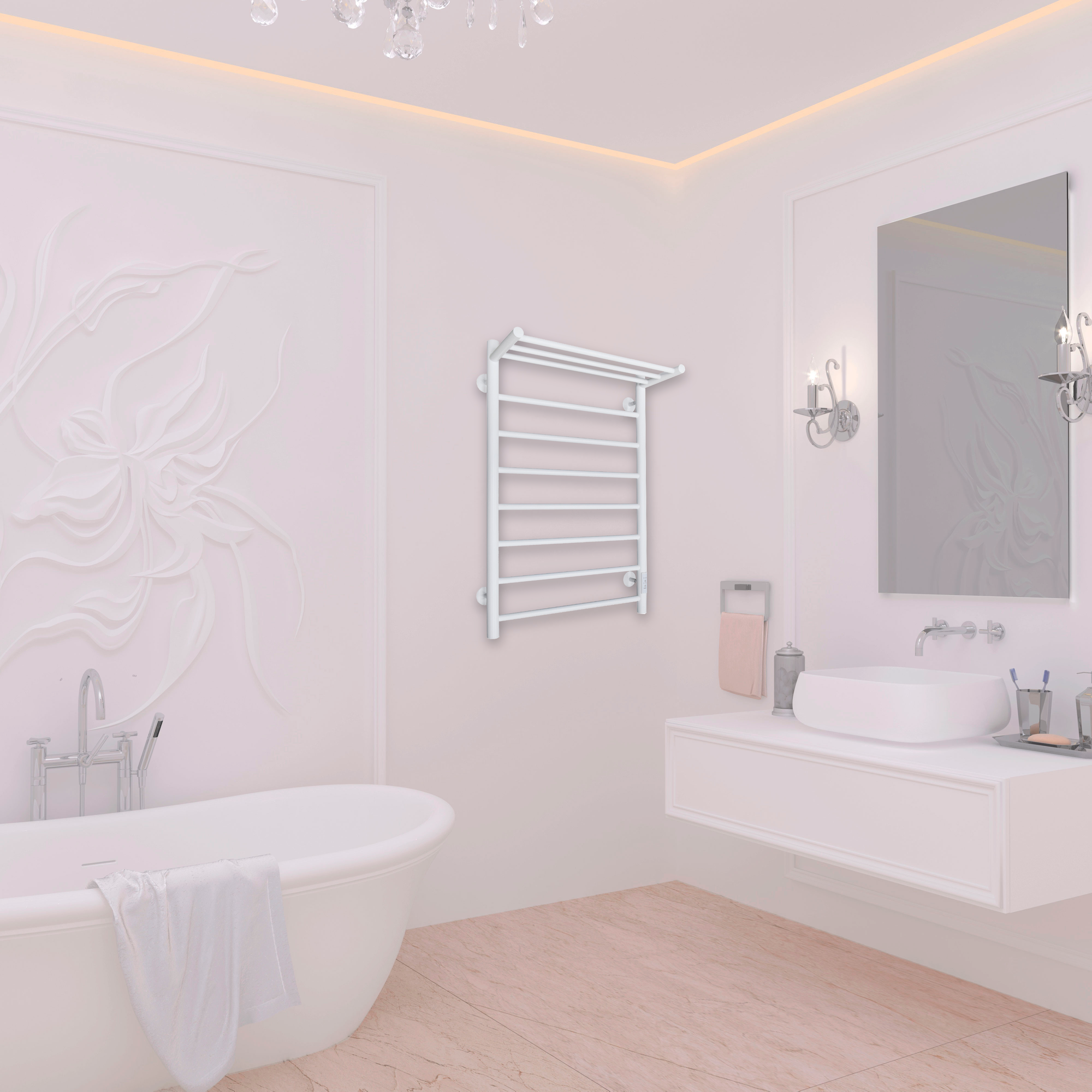 фото Полотенцесушитель электрический черный аврора П8 С полкой 500х800