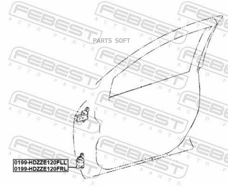 FEBEST 0199-HDZZE120FRL петля двери! передней правой нижняя\Toyota Corolla/Fielder 08.00-09.06