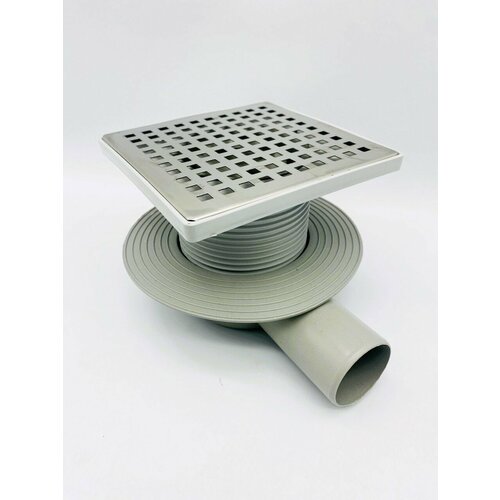 Трап горизонтальный регулируемый с решеткой из нерж стали 150х150 мм выпуск 50 мм VALFEX арт VF041050K15001 1303₽