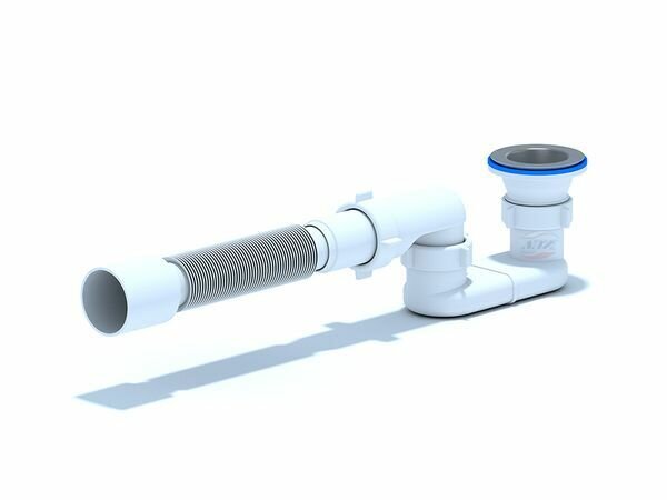 Сифон АНИ Пласт для душевого поддона 1.1/2х40мм, плоский с гибкой трубой 40х50мм E015