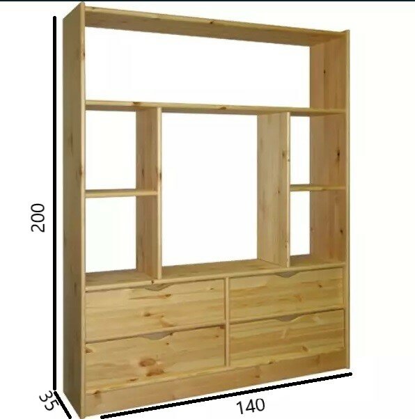 Стеллаж деревянный  4ящ  ммк древ Форест 001  140 35 200 лак 